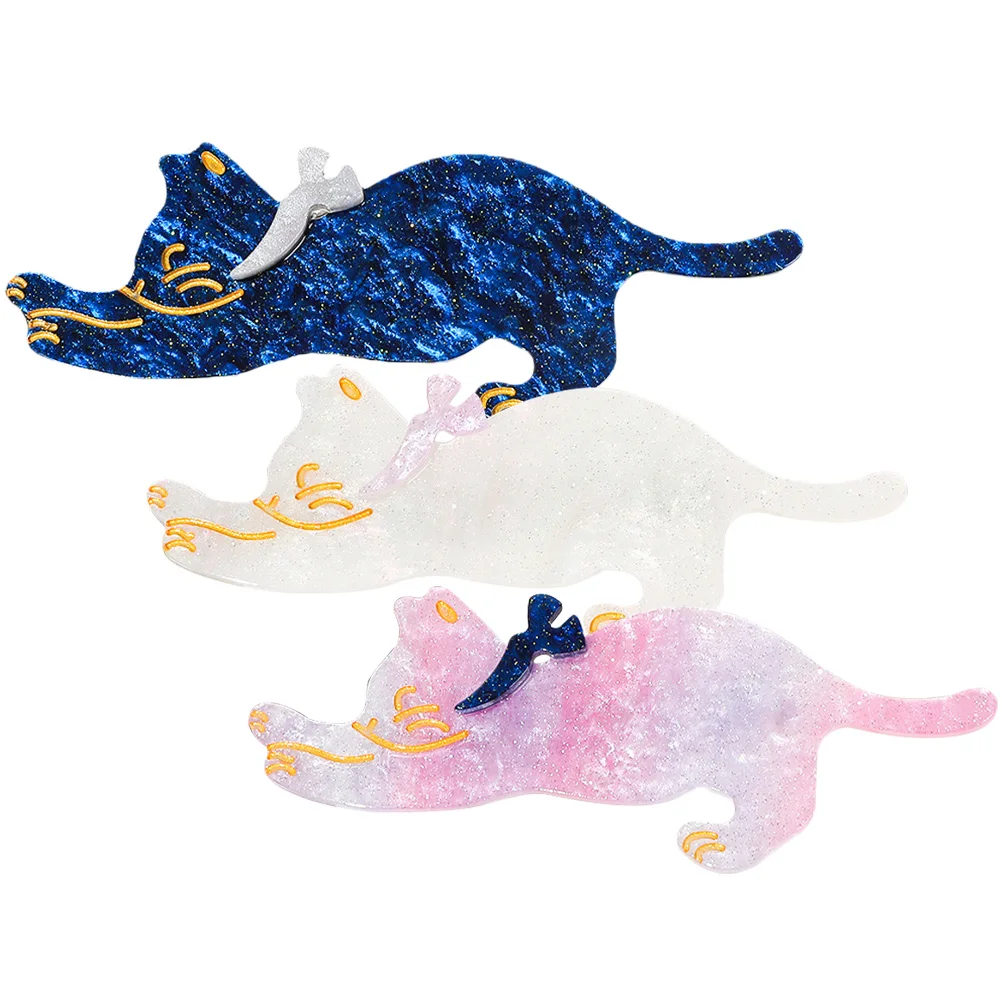 

3pcs Acrylic Cat Hairpin Bangs Clips for Kids Girls Fashionable Accessories Hair Barrettes Bright Color Easy Clip On