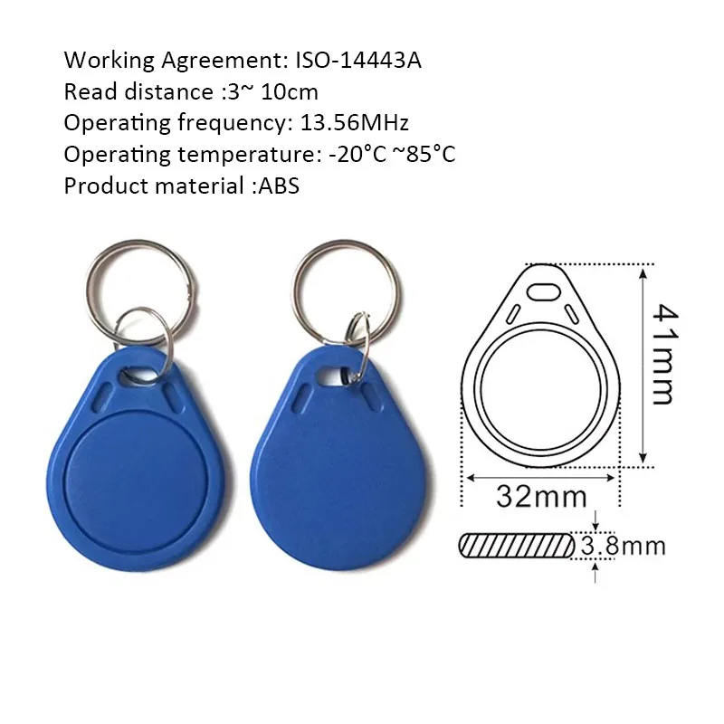 EM4100 125khz 13.56MHZ ID IC Keyfob RFID Tag Tags llaveros Porta Chave Card Sticker Key Fob Token Ring Proximity Chip TK4100