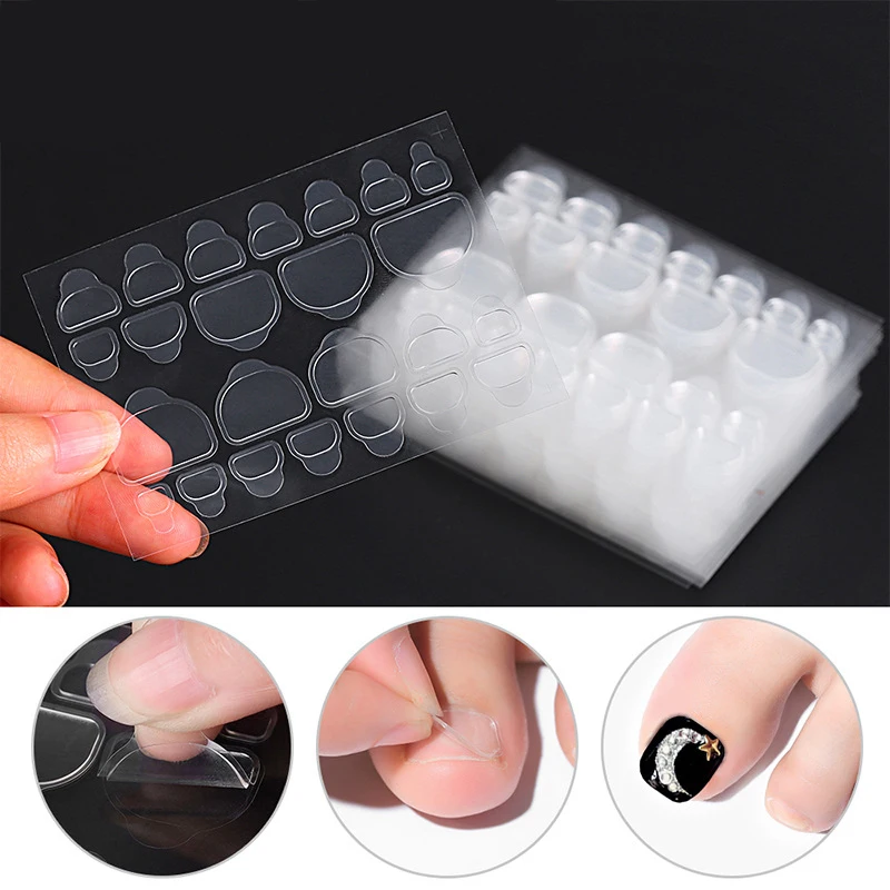 Sheets Transparent Toenails Adhesive Glue Decals Jelly Double Sided For False Fake Nail Tips Art Stickers Decoration