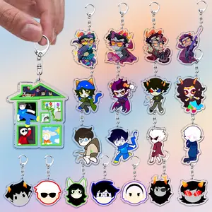 Bilashmart Cartoon Homestuck Keychain Accessories Bag Charms Dave Strider John Egbert Karkat Gamer Keyrings Jewelry Fans Freinds Gift
