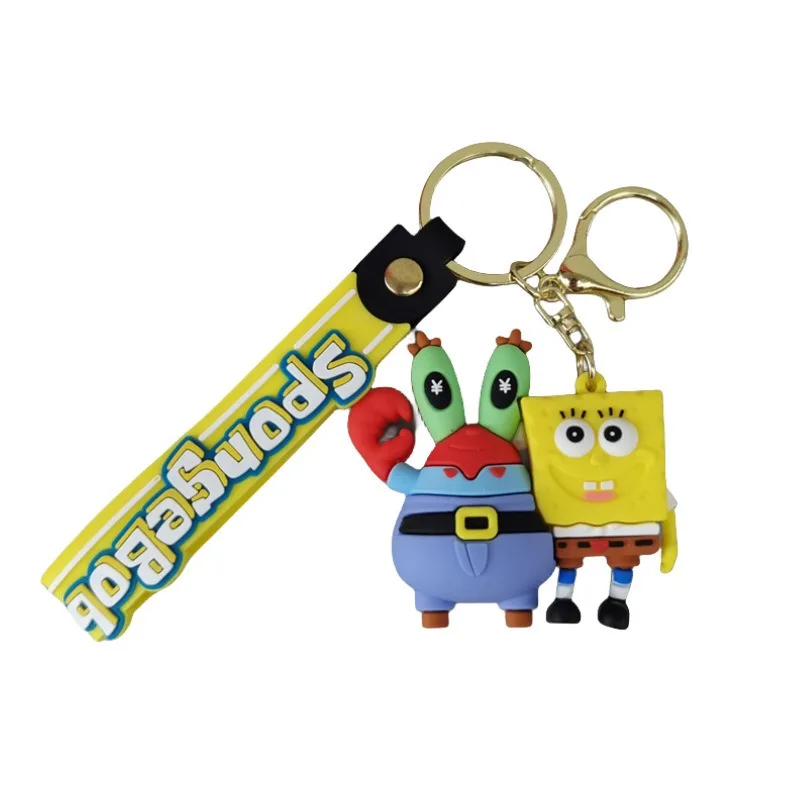 พวงกุญแจสพันจ์บ็อบสุดน่ารัก รูปพาย ดาวใหญ่ ของตกแต่งกระเป๋าคู่รัก พวงกุญแจรถยนต์ ของขวัญชิ้นเล็กๆ