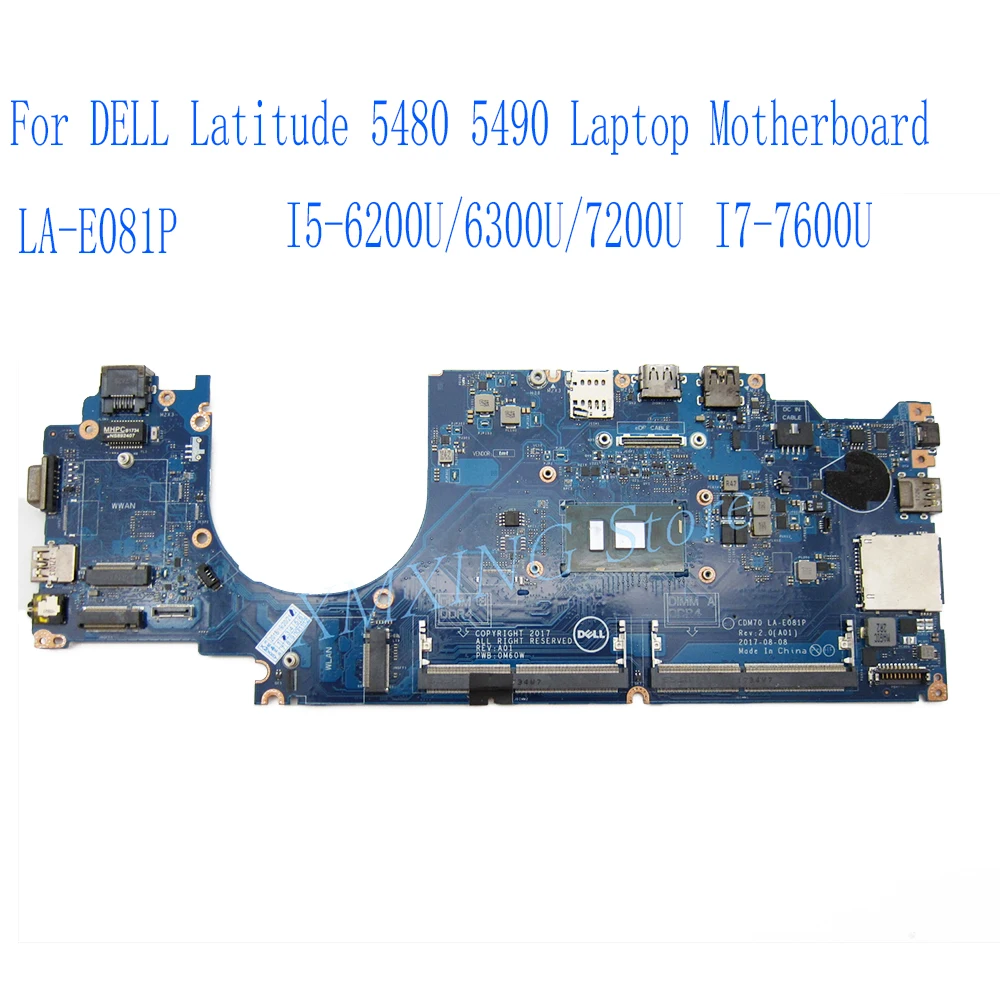 

FULCOL For DELL Latitude 5480 5490 Laptop Motherboard LA-E081P CN-026KGV CN-0RH40R CN-04XVDF CN-05Y099 06G614 Tested 100% Work