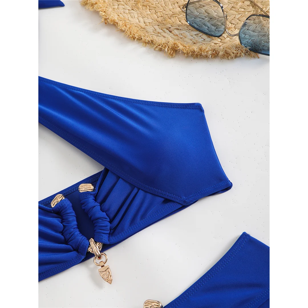 Neuer Neckholder-Bikini mit Cut-Outs und hoher Taille, Damen-Badeanzug, zweiteiliges Bikini-Set, gepolsterter Badeanzug, Badebekleidung, Schwimmbekleidung V6256B – Detail 34