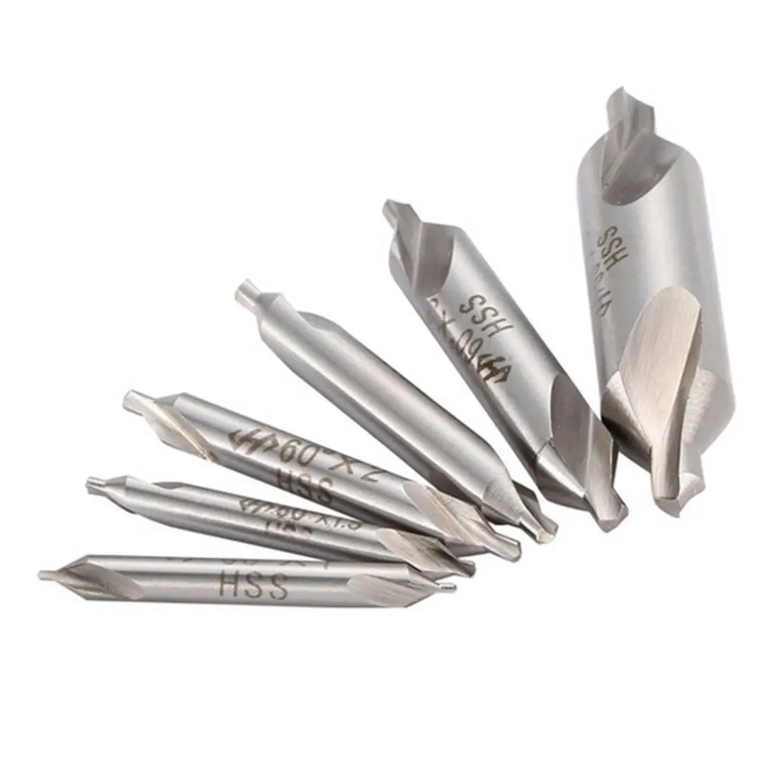 6ชิ้น hss ชุดดอกสว่านศูนย์แบบรวม Countersink 60องศามุม5/3/2.5/2/1.5/1มม