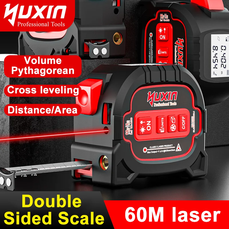 

ZLLJMETER 3 in 1 Laser Rangefinder 60M Tape Measure Ruler LCD Display with Backlight Distance Meter Building Measurement Device