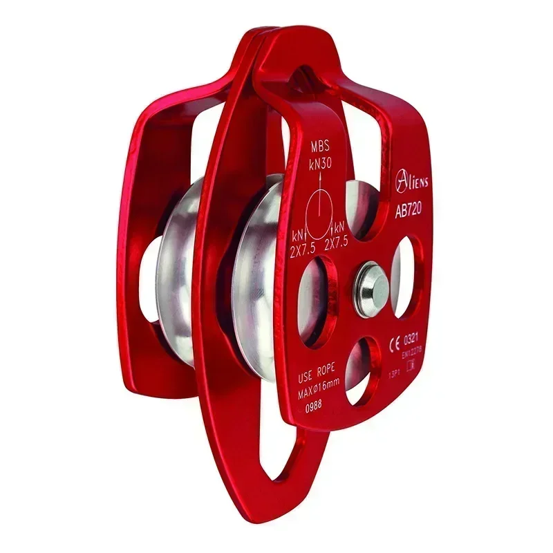 

2024 Double Pulley for Caving Rock Climbing Rappelling Rescue Dragging Sheaves Caving Rescue Hauling System 32KN Swing Climbing