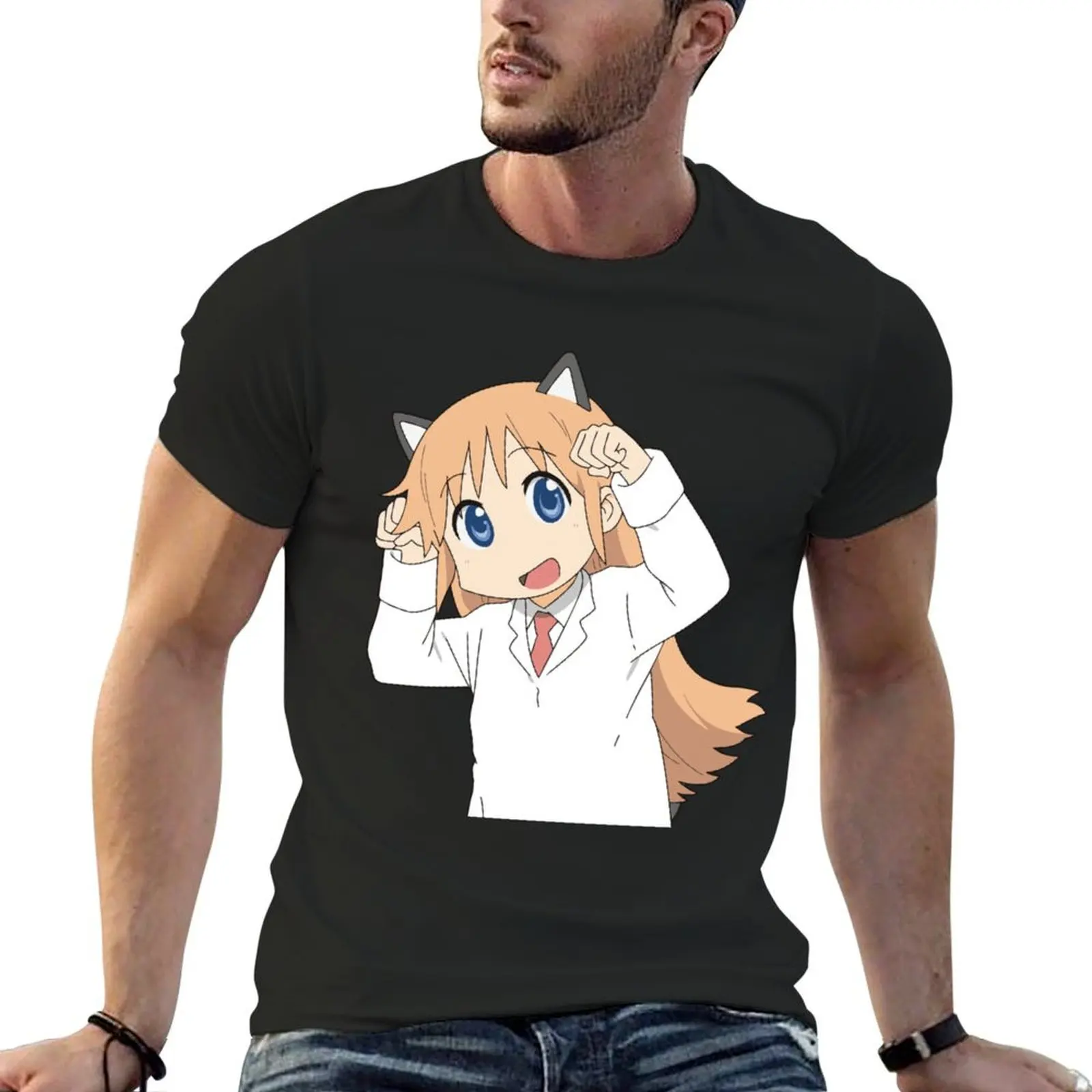 Nichijou | Hakase Neko T-Shirt sports fans customs design your own summer clothes t shirts men