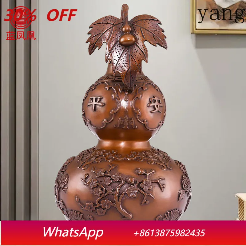 CX copper gourd ornament Chinese style open lid hollow opening to come from all directions