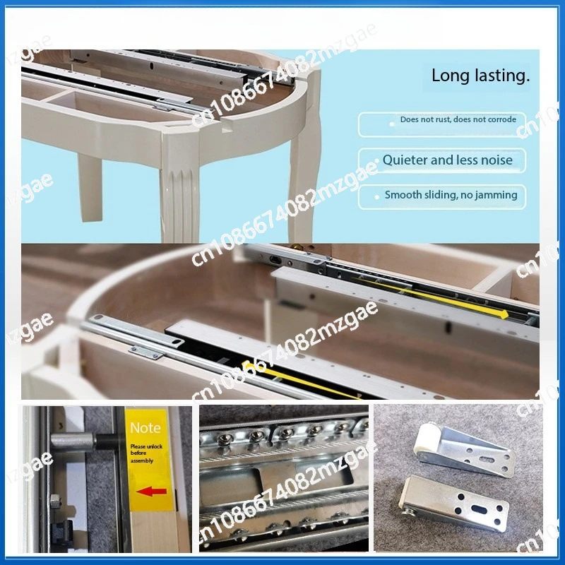 Telescopic dining table flap automatic lifting guide rail folding table wire track
