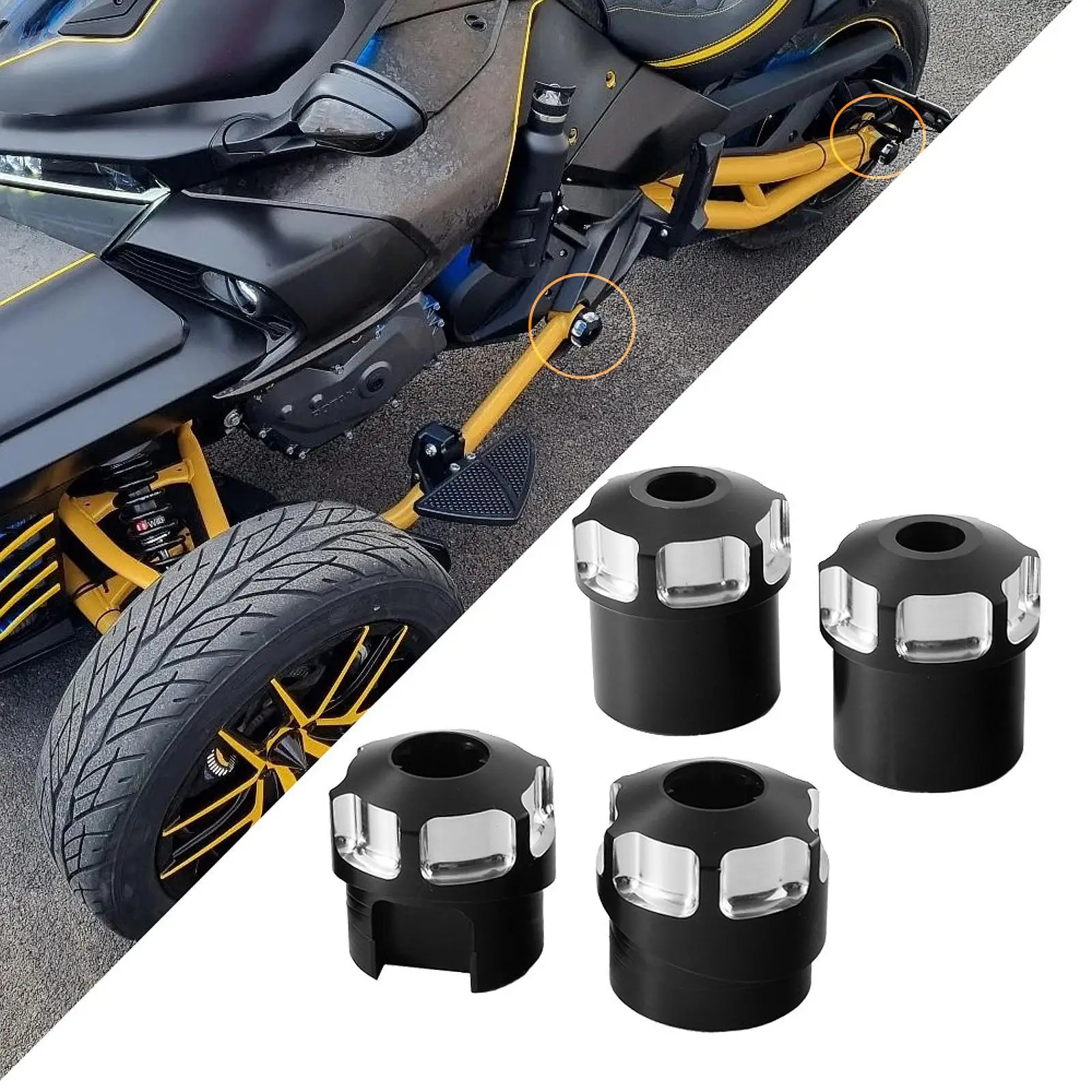 

Motorcycle Frame Hole Cover Kit Replace Parts, Easy to Install Decorative Frame End Cap Set Plugs Cap for Spyder F3