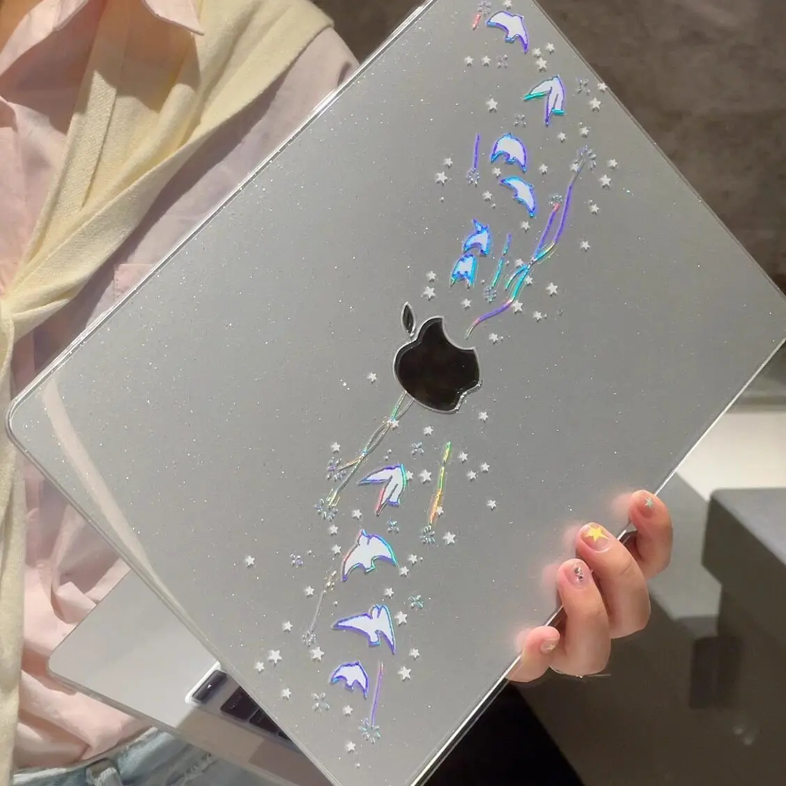 Flying Bird Laser Color Shining Laptop Case For Macbook Air 13.6 M4 M3 M2 Air13.3 A1932 A2179 A2337 Neo A3404 A2251 Air15 16