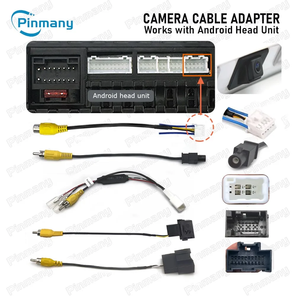 Car Radio Cable Wiring Harness Adapter For Aftermarket Android Head Unit DIY Modification Connect OEM CVBS Backup Camera