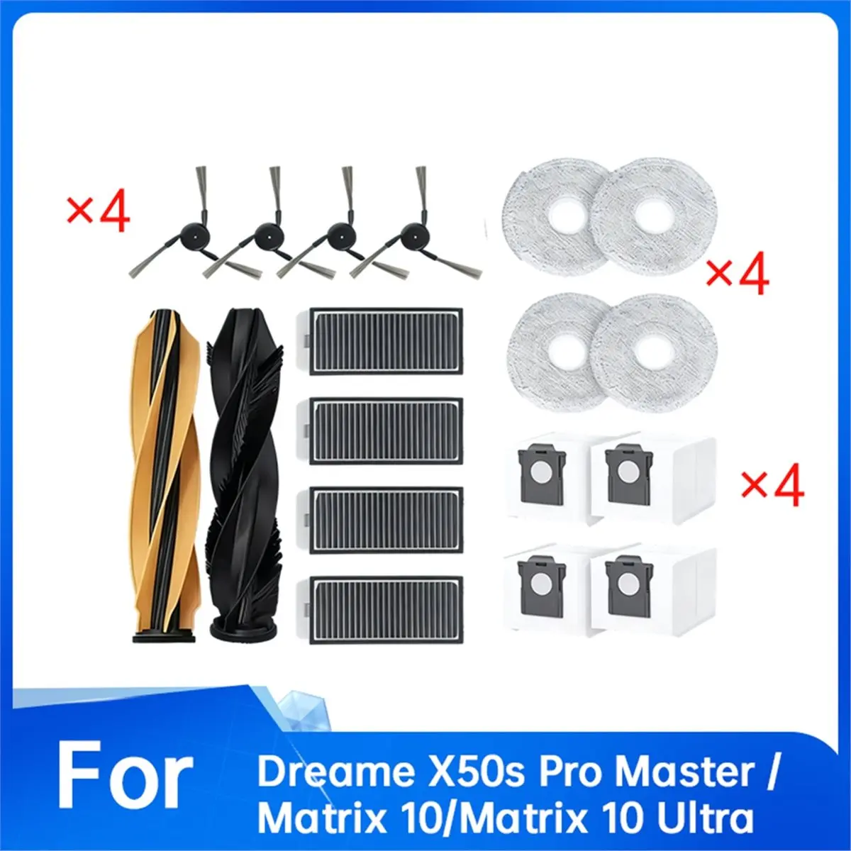 YDSC 18 Pcs for Dreame X50s Pro Master / Matrix 10/Matrix 10 Ultra Sweeping Accessories Main Side Brush Mop Filter Dust Bags - view 3
