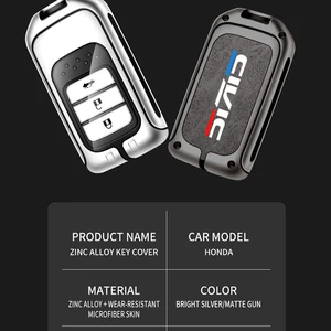 Túi trường hợp KEY KEY KEM KEY KEY cho Honda Civic Type R, Keychain xe hơi, Shell Key Key, Phụ kiện nội thất trang trí xe hơi, TPU 10 Chaves bán hàng chính Honda Type R - №9