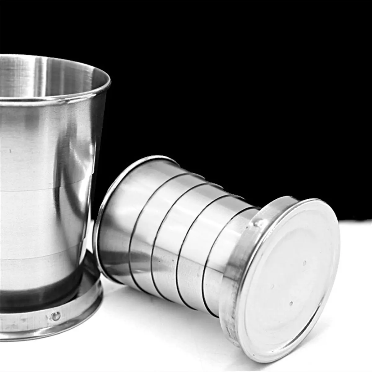 Tasse pliante en acier inoxydable, tasse métallique rétractable pliante, tasses à thé pliantes pour l'extérieur