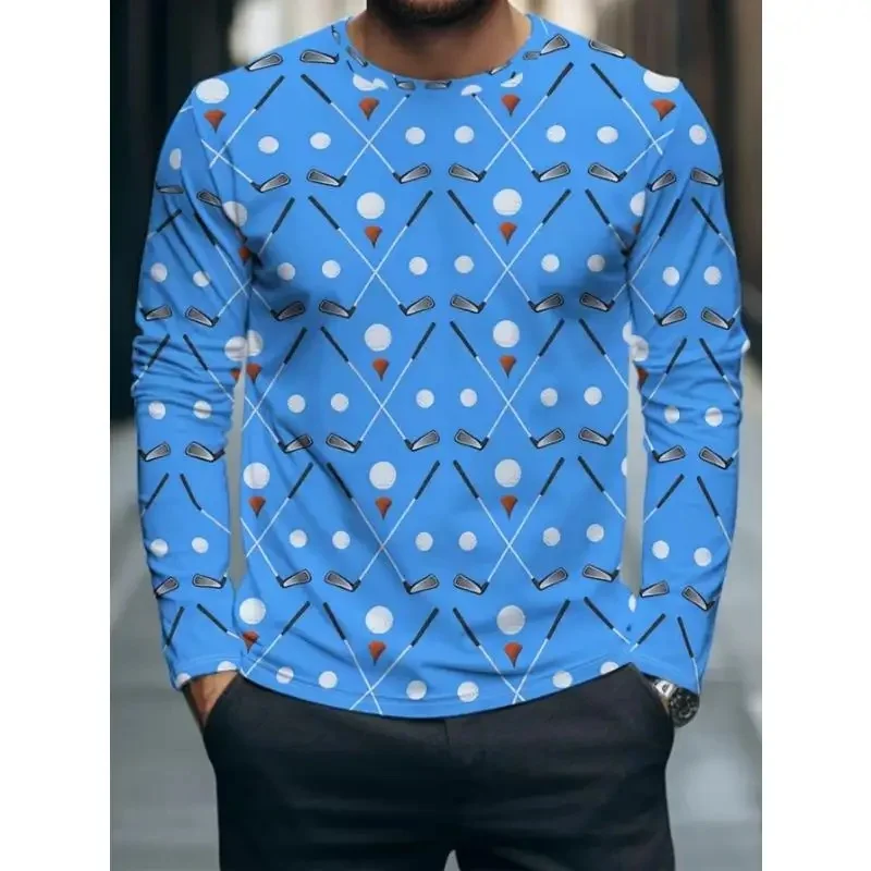 Men Long Sleeve T-shirt 3D Ocean Seahorse Clownfish Coral Print Casual Crew Neck Daily Top