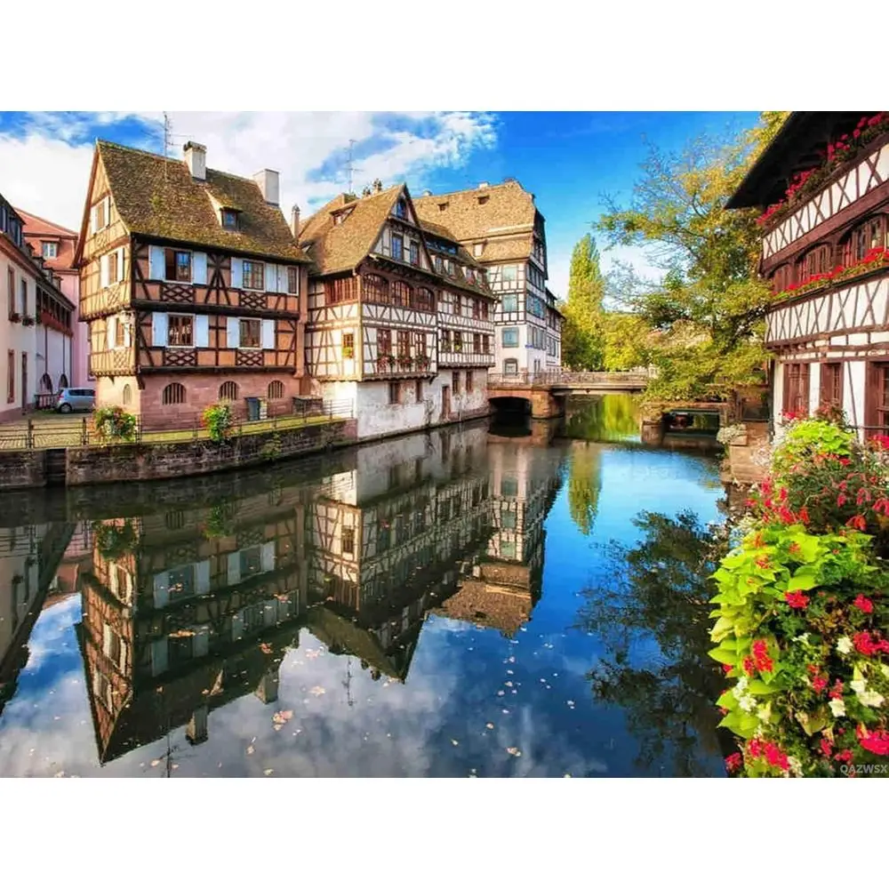 

Cityse 5D DIY Diamond Painting Kits or Adults, rance Strasbourg Germany Place Europe House Scene Town Art Medieval Diamond Paint