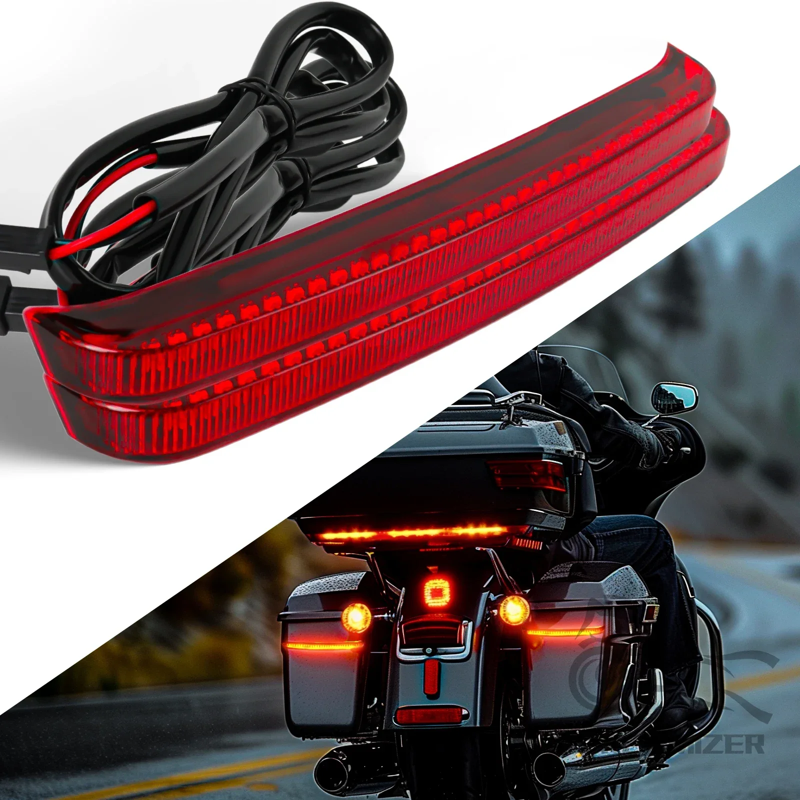 دراجة نارية السرج الذيل أضواء الفرامل LED بدوره إشارة مصباح جيد الإضاءة ل هارلي بجولة شارع الطريق الإنزلاق CVO إلكترا الإنزلاق #3