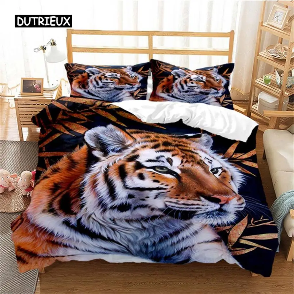 

Duvet Cover Tiger Soft Comforter Cover Microfiber Animal Bedding Set Tiger Pattern Quilt Cover For Room Decor Bedclothes Bedroom