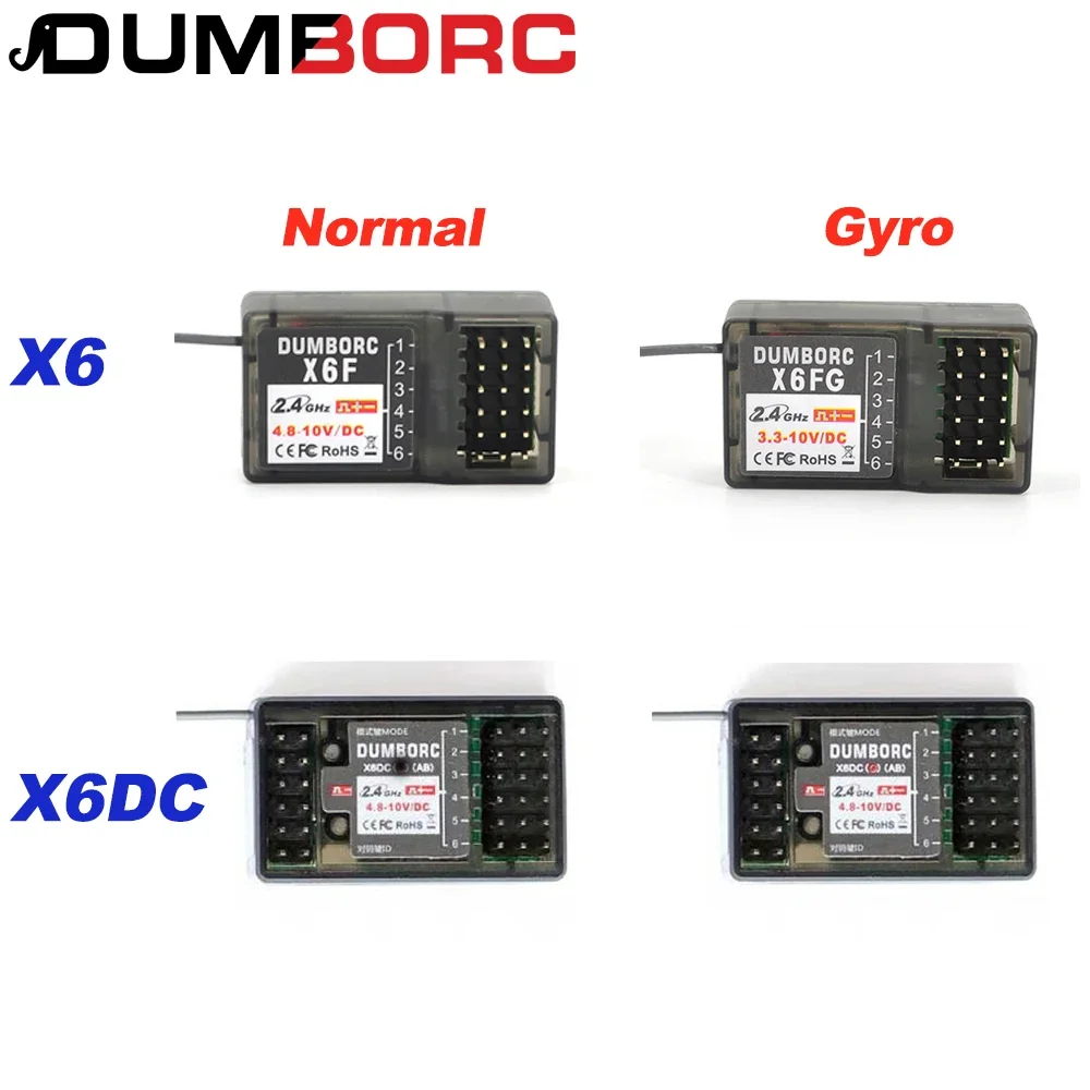 DUMBORC X6FG 2.4G 6CH Receiver with Gyro for DUMBORC X6 X4 X5 Transmitter Remote Controller LED light Rc Car Boat