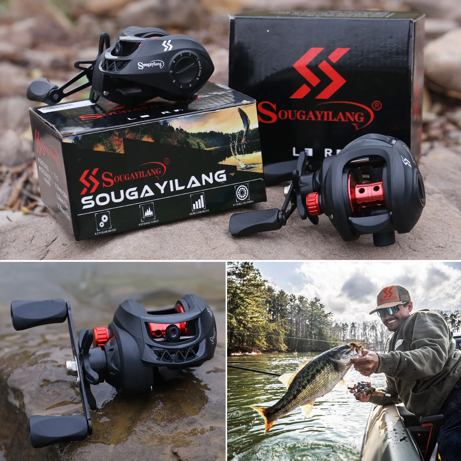 Sougayilang 1,8-2,4 m Casting Fishing Combo Teleskop-Angelrute und 7,2:1 Hochgeschwindigkeits-Angelrolle mit 150 m Schnur Pesca – Detail 6