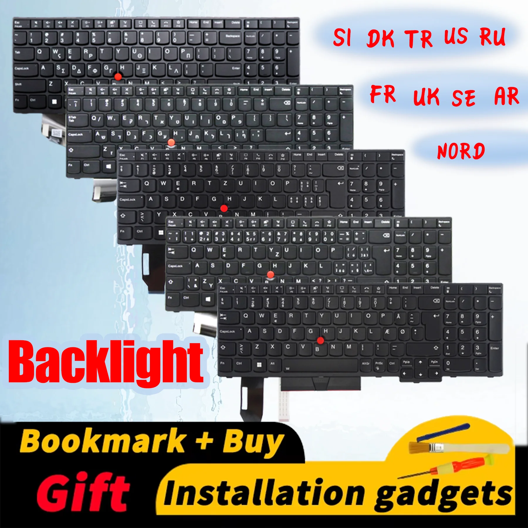 

Suitable for Lenovo ThinkPad T15 Gen1 Gen2/P15S Gen1 Gen2 backlit keyboard DK SE SI TR UK RU AR FR NORD US