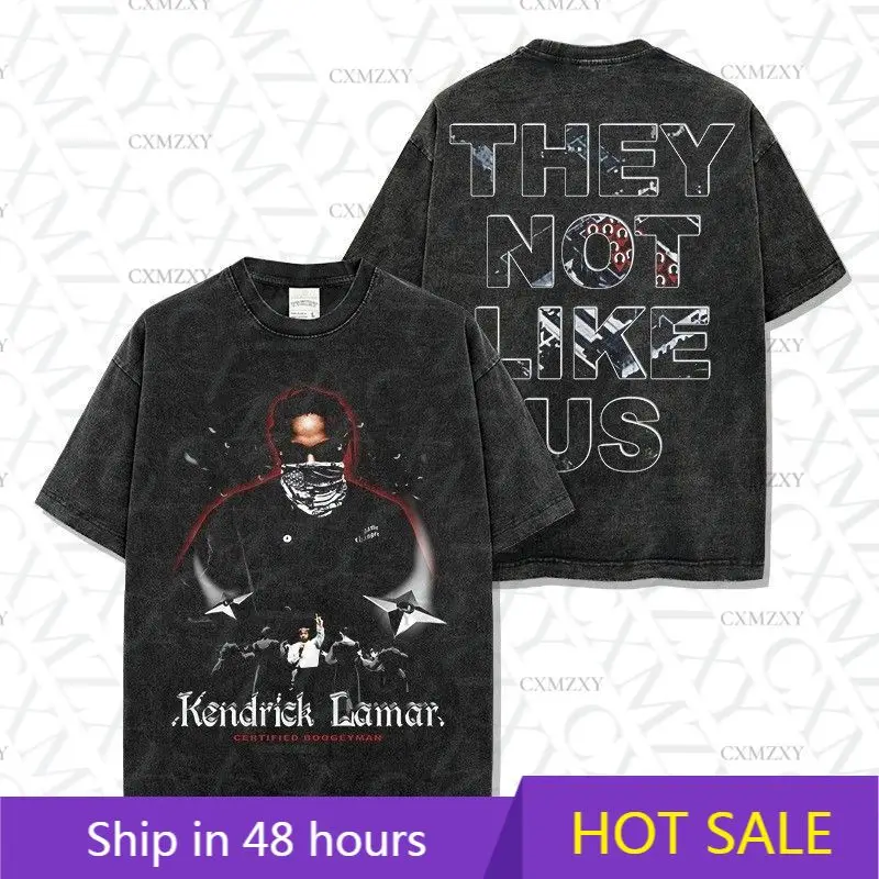 

They Not Like Us Hip Hop Rap American T-Shirt Vintage Washed Double Sided Printed Short Sleeve