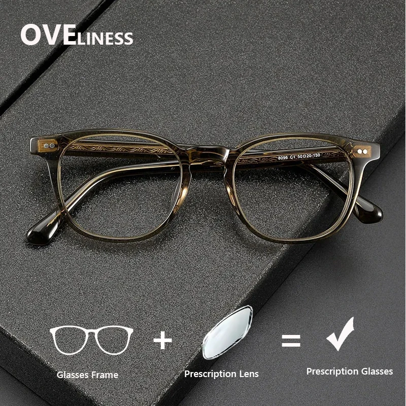 

2026 Acetate optical Glasses Frame Men Women Prescription myopia Vintage Round High Quality eyeglasses frames male spectacles