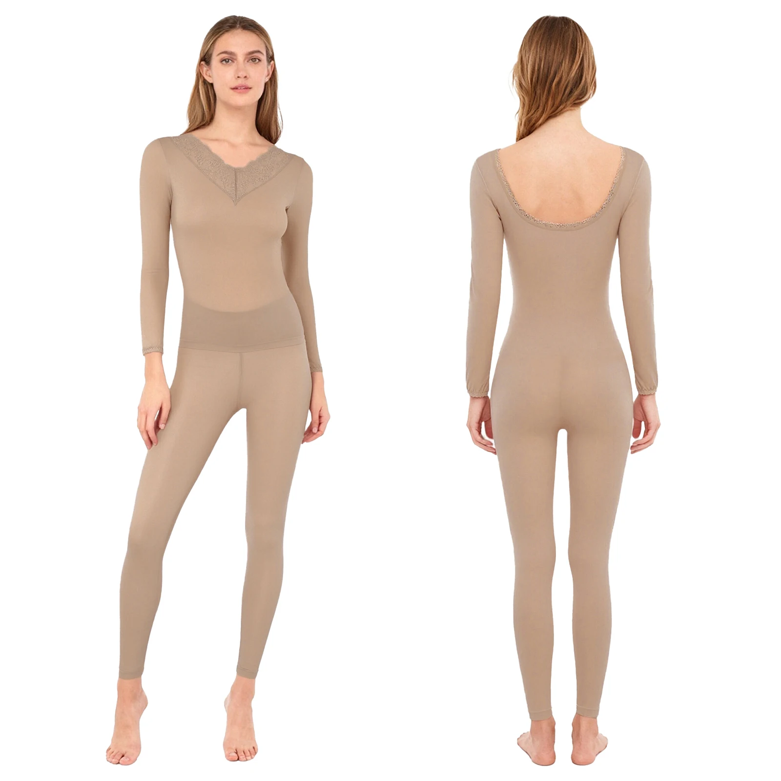 

Женские комплекты нижнего белья для сна, термоосновной слой, двусторонняя футболка с длинными рукавами, топ и леггинсы для домашней одежды, повседневная одежда