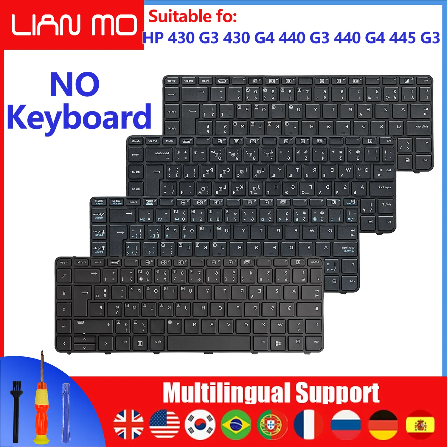 Belgian/Bulgarian/Canadian French/French/Hungarian Layout for HP 430 G3 440 G3 445 G3 430 G4 440 G4 Without Backlight Keyboard