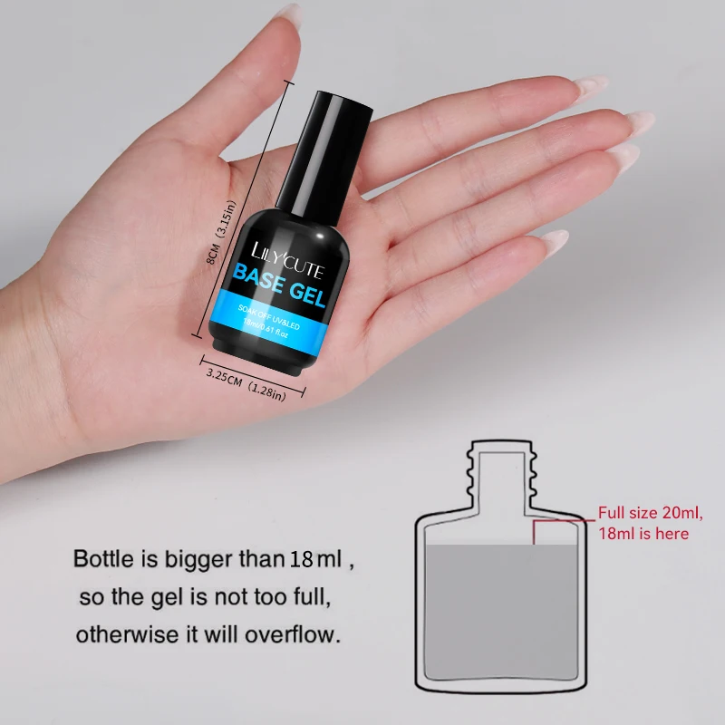 LILYCUTE 18ML Long Lasting Base Top Coat Set Nail Art Design Semi Permanent Soak Off UV Gel Nail Varnish Function UV Gel Kit