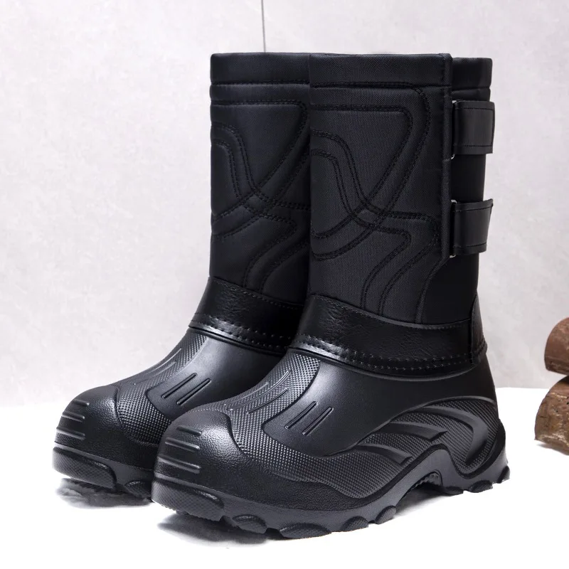 Men Winter Mid‑Calf Snow Boots Camouflage Magic‑tape Design Waterproof Non‑slip Rubber Sole Outdoor Warm Boots