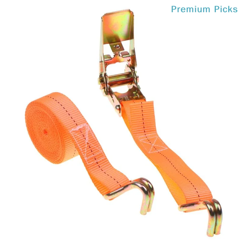 portableHeavy Duty Ratchet Tie Down Straps with Safety Hooks High Strength Webbing for Cargo Truck Trailer Securing