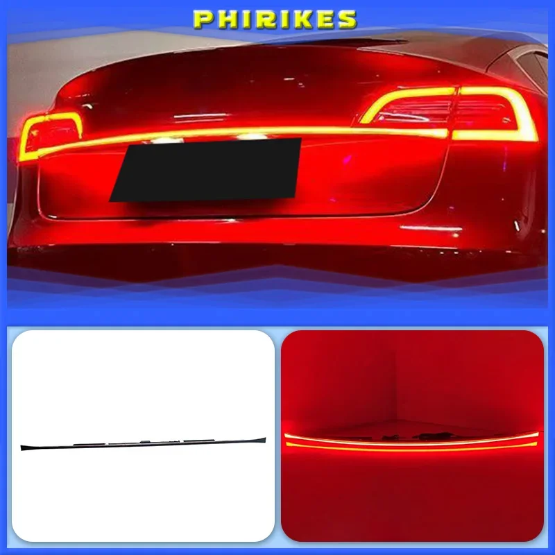 For Tesla Car Model 3 Y 2019-2023 LED Rear Through Taillight Trunk tail door light bar Brake Lamp Turn Signal Light