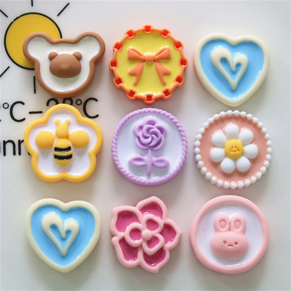 20Pcs 3D Flatback Round Cabochon Cameo Patch Flowers Resin Brooch Jewelry Making DIY Decor Accessory Craft Scrapbooking Material