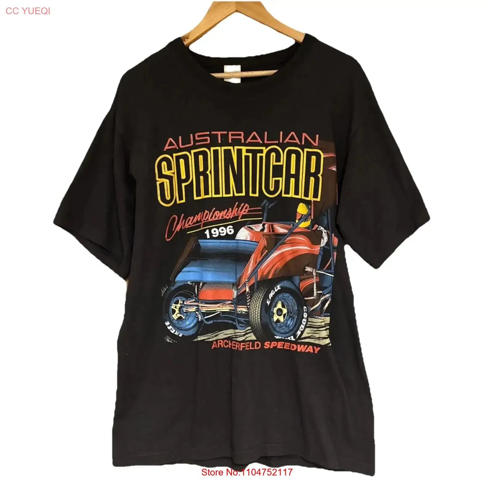 Vintage 1996 Australian Sprint Car Speedway Racing T Shirt Size XL vintage Washed homme Versatile Slightly Unisex Stretched