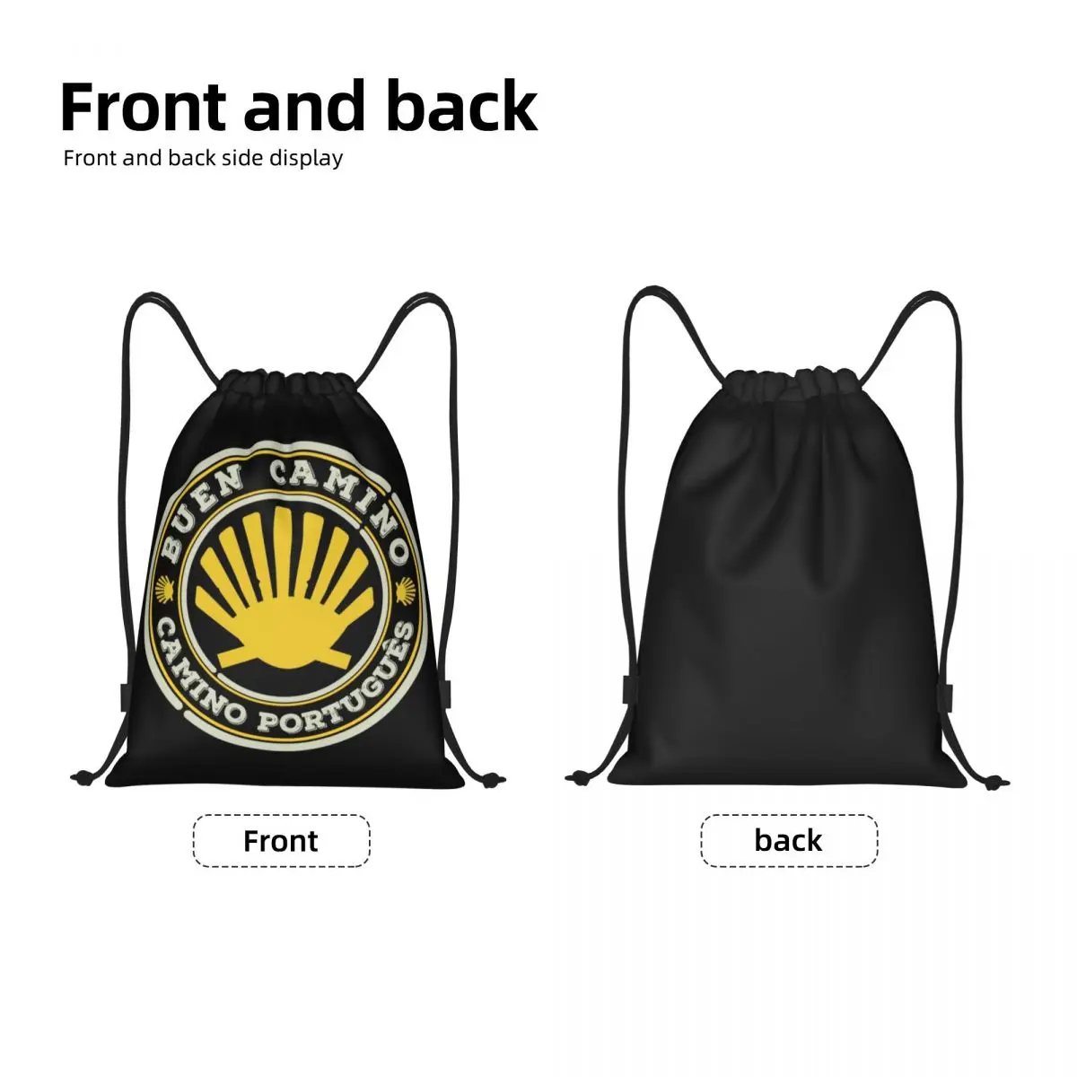 Custom Buen Camino Camino Portuguese Drawstring Bag for Training Yoga Backpacks Women Men Sports Gym Sackpack