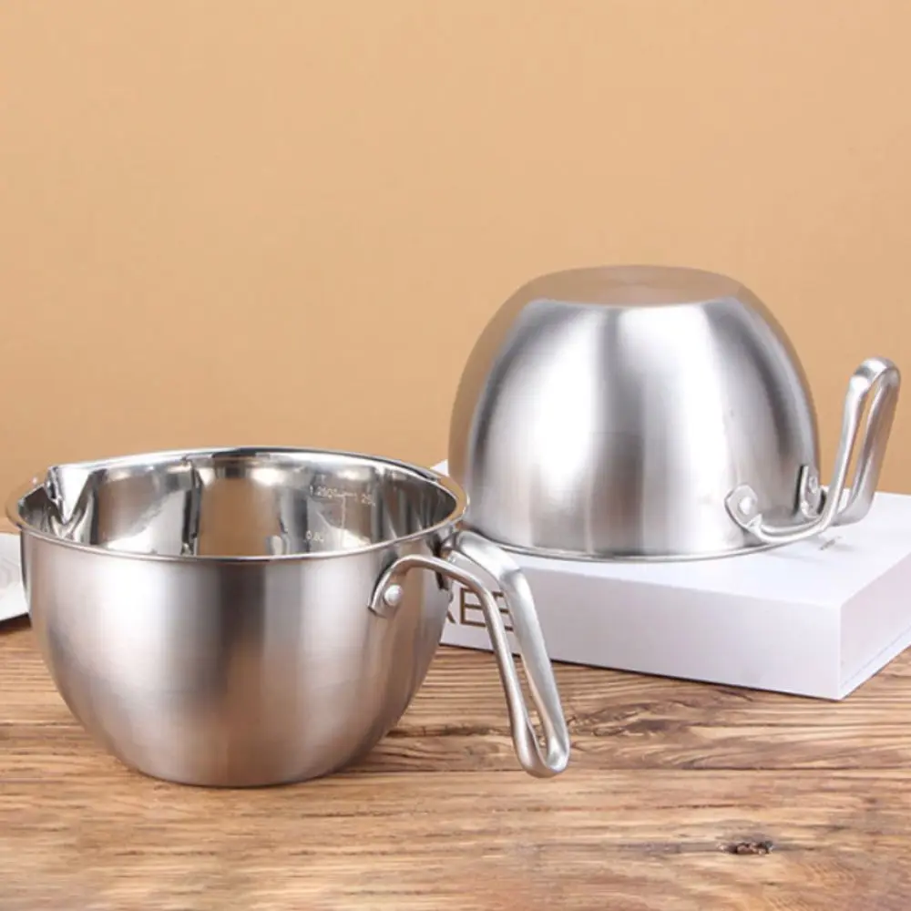 304 Stainless Steel Double Boiler Pot Set V Shape Flow-through Port Heat-resistant Butter Melting Boiler with Scale Thickened