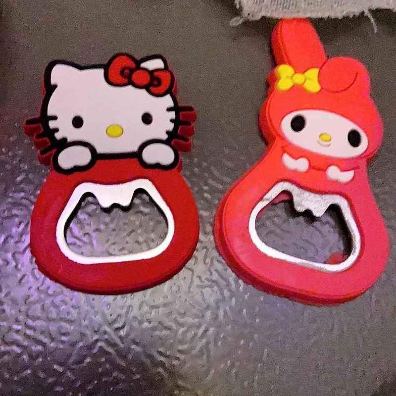 Kawaii Hellokitty Sanrio Bottle Opener Anime My Melody Cartoon Creativity Fridge Magnet Beer Soft Drink Cute Home Girl Gift