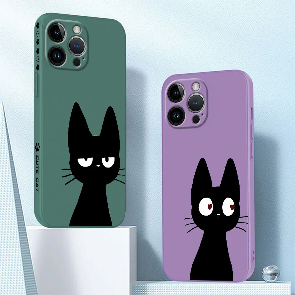 Luxury Shockproof Phone Case for Apple iPhone 15 Plus 8 7 XR XS Max 14ProMax 11 SE 13 Pro 12 Mini Silicone Cover Cute Lucky Cat