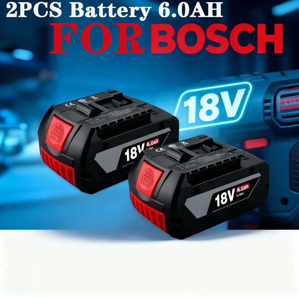 Batterie Li-ion de remplacement originale pour BOSCH, 18V, 6,0 ah, 18V, GBA professionnel, GBA, GSR, GSB, BAT609G, BAT622, avec chargeur BOSCH