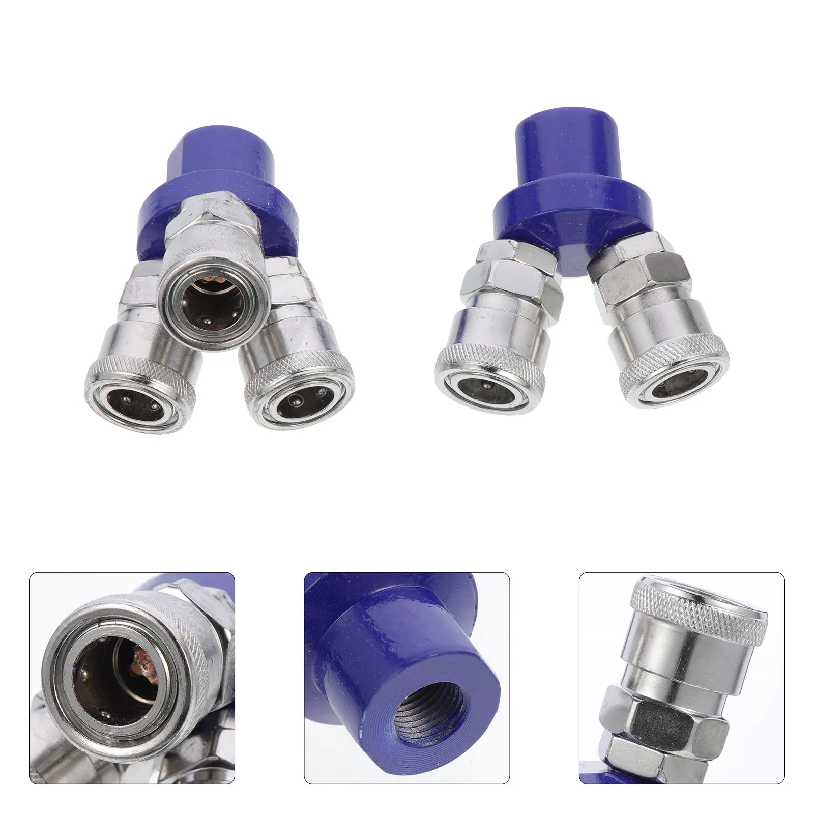 

2 Pcs Air Compressor Splitter Nickel Plated Iron Quick Coupling High Pressure Resistance Corrosion Resistance