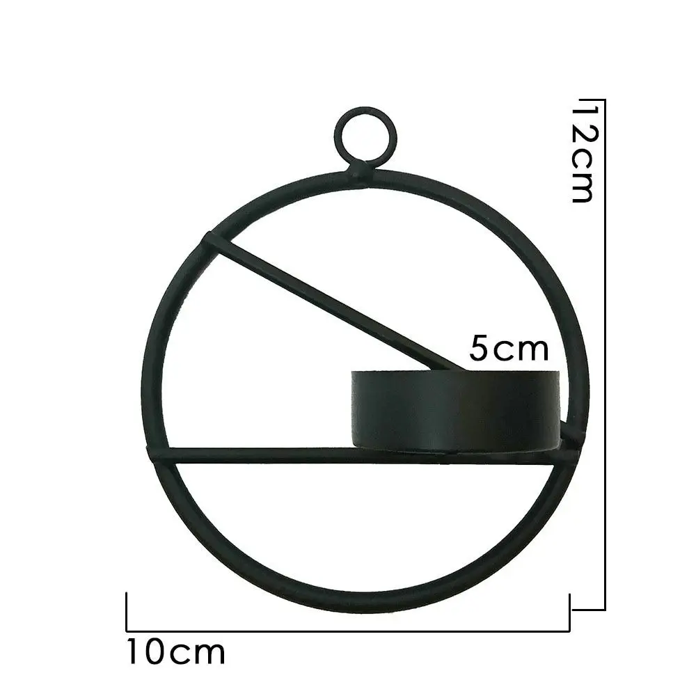 Iron Art Geometric Candle Holder Stylish Design Easy to Clean Wall Hanging Tea Lights Durable Round Metal Wall Holder Party Gift