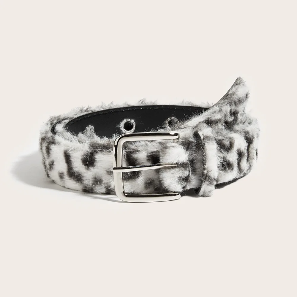 All-match Adjustable Leopard Print Belt Korean Style Harajuku Retro Y2k Belt Faux Fur Cloth Trouser Decoration Spicy Girl