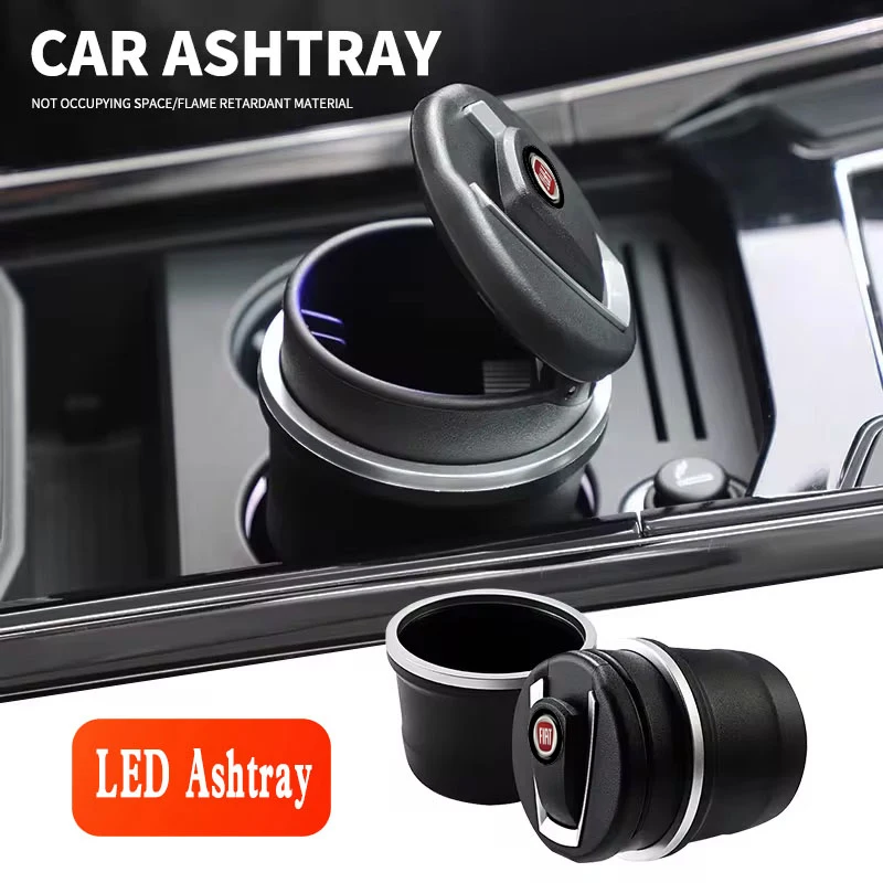 1Pcs Portable LED Smoke Car Ashtray Cigarette Ash Holder  For Fiat Abarth 500 Tipo Punto Ducato Stilo Palio Bravo Pondo Viaggio