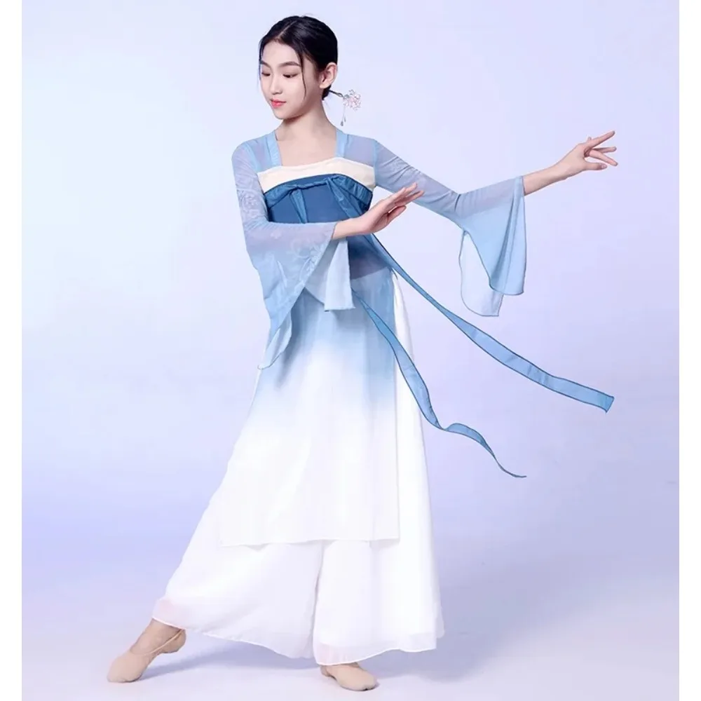 Trajes de dança Han e Tang estilo chinês infantil, saia de performance de fada, dança clássica feminina