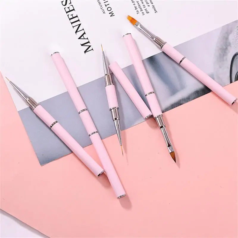 Dual-ended Nail Brush French Stripe Brushes Manicure Liner Brush 3D Tips Ultra-thin Line Drawing Pen UV Gel Painting Brushes