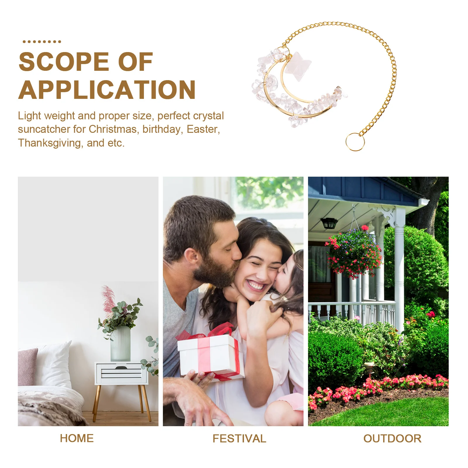 

Crystal Moon Hanging Suncatcher Decor Lightweight Easy Carry Attractive Design Christmas Birthday Easter Thanksgiving Gift