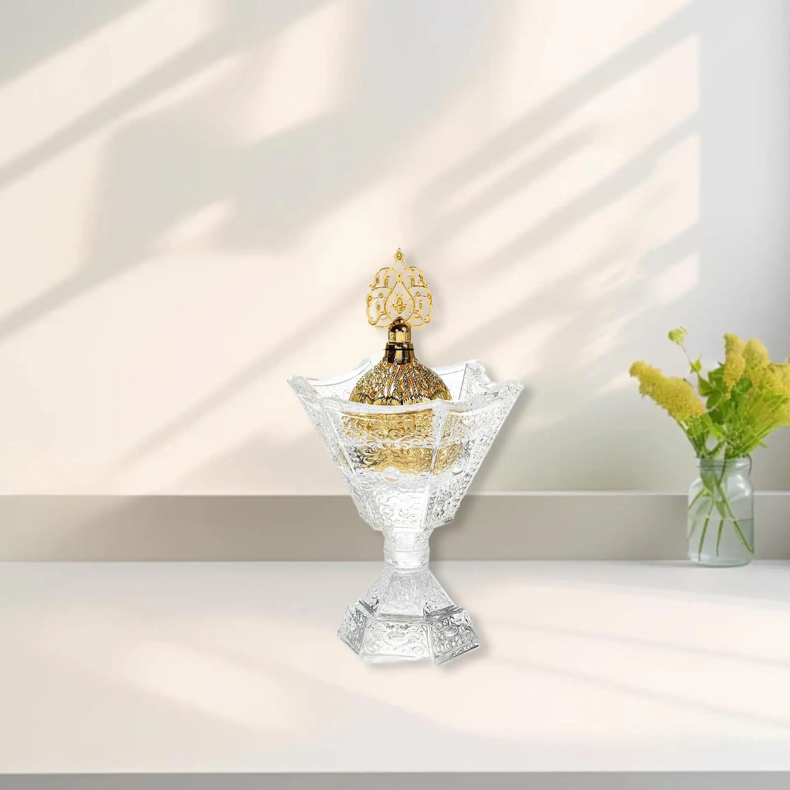 Glass Incense Burner Workmanship Windproof Design Decoration Middle Eastern Design for Office Living Room Bedroom Hotel Holiday