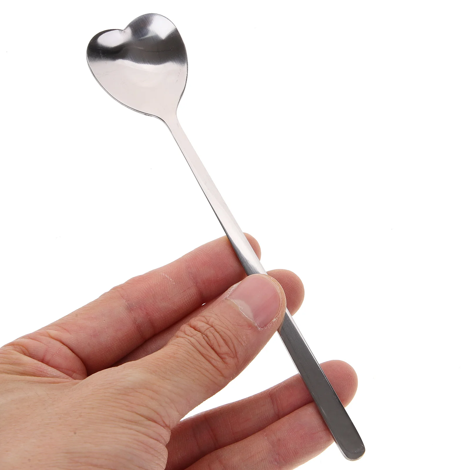 

10pcs Heart Shaped Stainless Steel Dessert Long Handle For Coffee Tea Ice Cream Soup Mixing Spoons Kitchen Accessories Reusable